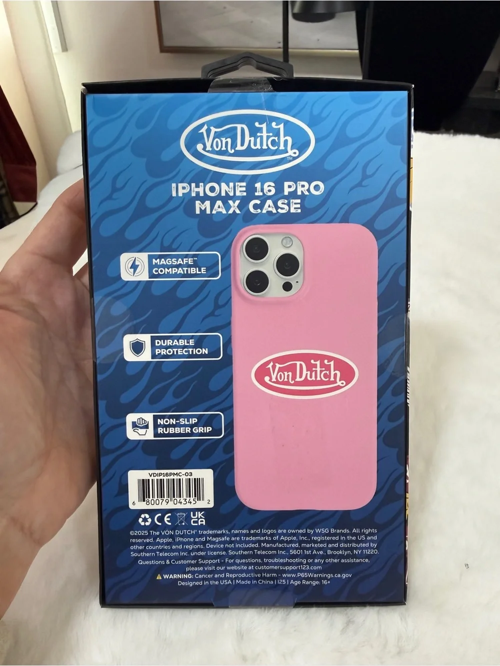 Von Dutch Pink iPhone 16 Pro Max Case with Logo